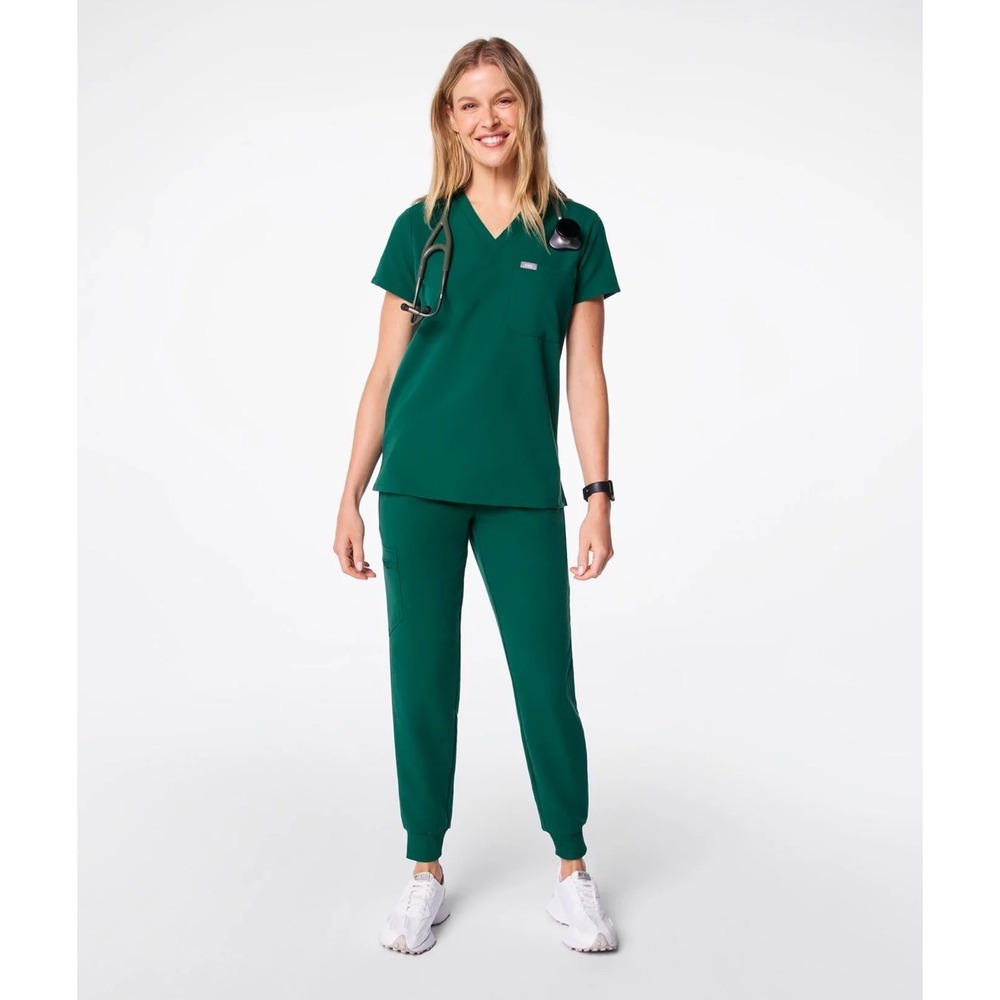 FIGS One Pocket Scrub Top Womens Hunter Green Size Small Po 7712